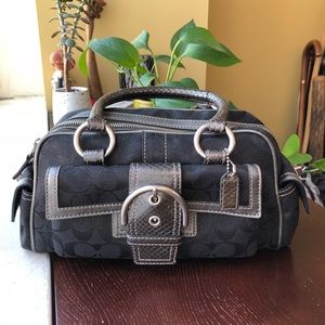 Coach Satchel- black signature and silver python.